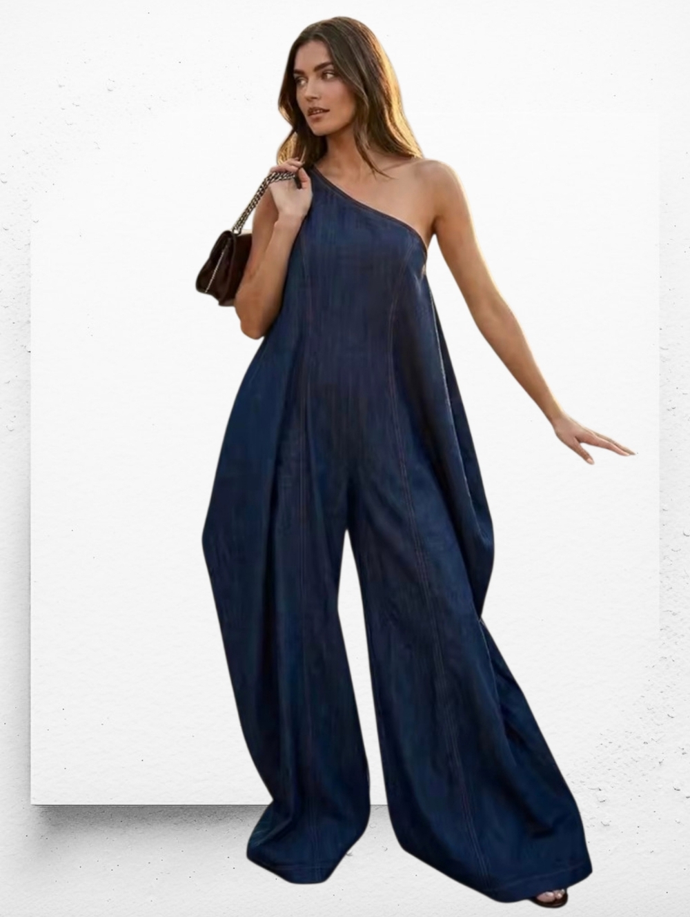 NEW One-Shoulder Wide-Leg Jumpsuit ▪︎ Navy ▪︎ Sz LG